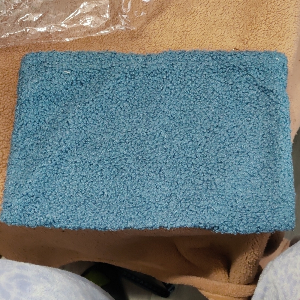 Blue Textured/ terrycloth Cosmetic bag